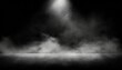 abstract image of dark room concrete floor black room or stage background for product placement panoramic view of the abstract fog white cloudiness mist or smog moves on black background