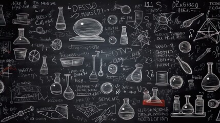 Wall Mural - scientific formulas chalkboard illustrations