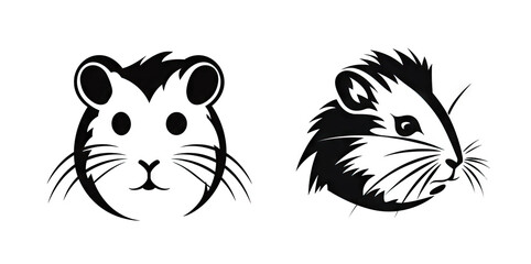 Wall Mural - Hamster Icon, Lemming Symbol, Minimal Guinea Pig Silhouette, Cavy Pet Portrait, Mouse Pictogram