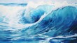 © Damerfie - Abstract watercolor big wave for textures. Fresh, cheerful and relaxing summer concept. Positive and healthy tones to background or wallpaper