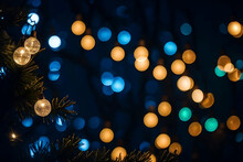 Colourful & Beautiful Blurry Circle  Twinkling Festivities, An  Abstract Of Christmas Lights On Dark Background ,a  Realistic Bokeh Background  Generative AI
