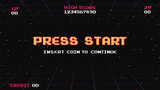 Fototapeta  - PRESS START INSERT A COIN TO CONTINUE .pixel art .8 bit game.retro game. for game assets in vector illustrations.Retro Futurism Sci-Fi Background. glowing neon grid.and stars from vintage arcade comp	