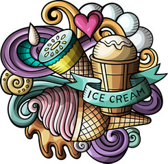 Wall Mural - Ice Cream detailed cartoon illustration