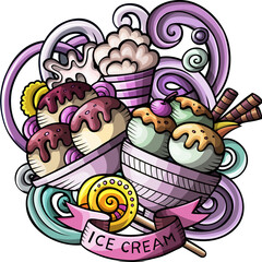 Wall Mural - Ice Cream detailed cartoon illustration