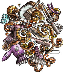  Hair Salon detailed cartoon illustration