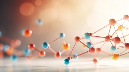 Wall Mural - blue molecule structure 3d illustration science biotechnology