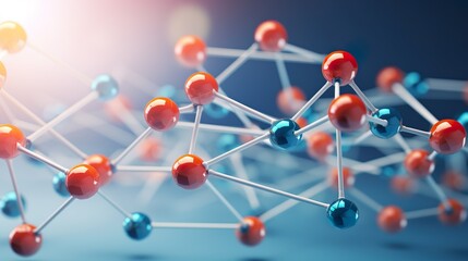 Wall Mural - blue molecule structure 3d illustration science biotechnology
