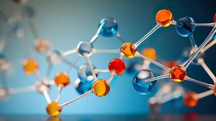 Wall Mural - blue molecule structure 3d illustration science biotechnology