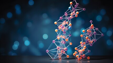 Wall Mural - blue molecule structure 3d illustration science biotechnology