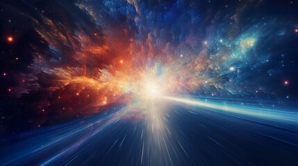 Canvas Print - universe of neon colors. colorful universe with colors merging. stars, nebulae, star dust, smoke... 