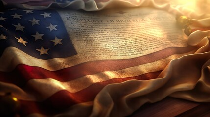 The United States close up flag on a grunge backdrop, ideal as a background for 4th of July celebrations.