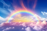 Fototapeta Tęcza - A rainbow arcing across the sky, representing the promise of happiness and fulfillment.