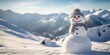 Winter wonder: A joyful snowman against a snowy landscape, celebrating the magic of the holiday season.