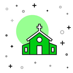 Sticker - Filled outline Church building icon isolated on white background. Christian Church. Religion of church. Vector