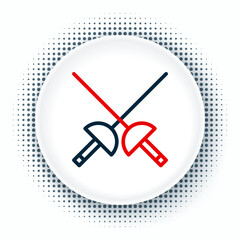 Sticker - Line Fencing icon isolated on white background. Sport equipment. Colorful outline concept. Vector