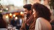 © Катерина Євтехова - A young couple from different ethnic backgrounds on a romantic date, diverse ethnicities, blurred background, bokeh, with copy space
