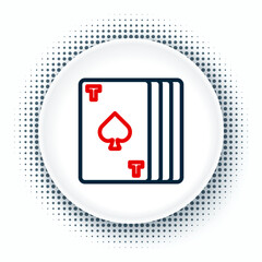 Poster - Line Deck of playing cards icon isolated on white background. Casino gambling. Colorful outline concept. Vector