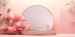 © Jing - 3D display podium pastel pink flower on white background. Orange Rose. Nature minimal beauty pedestal cosmetic product presentation. Valentine feminine copy space empty template 3d render22