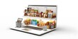 © Jing - 3d supermarket laptop isolated white background 3d image