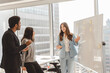 © Maria Vitkovska - Brainstorm meeting with colorful sticky paper note on wall for new ideas