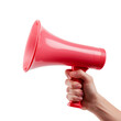 © Yana - Hand holding megaphone isolated on transparent background. AI generated.