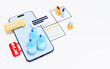 © dima_oris - Bottled water delivery service, mobile app concept, 3d render