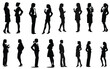 silhouettes of people Business black and white woman vector set