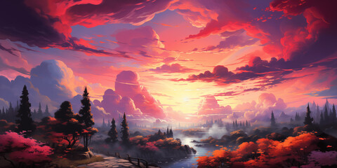 Canvas Print - sunset in the mountains