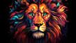 Abstrakcyjny kolorowy obraz majestatycznego lwa. 