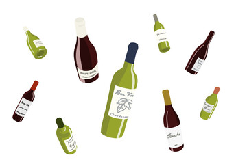 Wall Mural - set of wine bottles