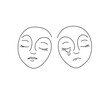 © MariMuz - Vector isolated two faces sad and smiling colorless black and white contour line easy drawing