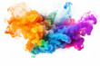 Colorful rainbow paint color smoke cloud explosion isolated