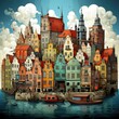 Gdansk old town and famous scenery, Poland. Generative ai