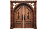 Fototapeta Boho - The Rich Aesthetics of a Realistic Mystic Mahogany Door Image on a Clear Surface or PNG Transparent Background.