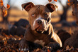 American Bulldog on a nature, close up photo, neutral light. Ai art