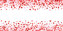Papercut Sweet Heart Symbols Confetti Vector Background. Valentine's Day Decor. Banner Backdrop.