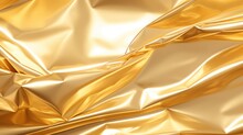  A Close Up View Of A Shiny Gold Sheet Of Foil With A Slight Pattern On The Bottom Of The Sheet.