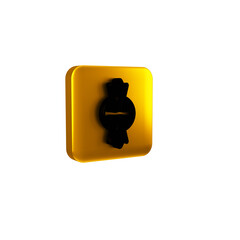 Sticker - Black Candy icon isolated on transparent background. Merry Christmas and Happy New Year. Yellow square button.