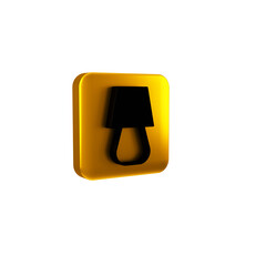 Poster - Black Table lamp icon isolated on transparent background. Yellow square button.