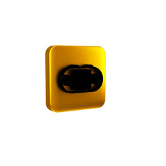 Sticker - Black Portable video game console icon isolated on transparent background. Handheld console gaming. Yellow square button.