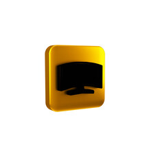 Sticker - Black Computer monitor icon isolated on transparent background. PC component sign. Yellow square button.