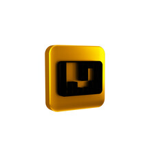 Sticker - Black Portable video game console icon isolated on transparent background. Handheld console gaming. Yellow square button.