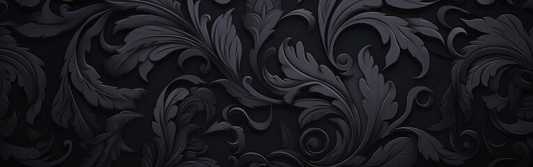 Damask pattern on black background