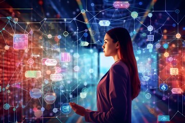 illustration of internet connection connected to everyone, business and technology