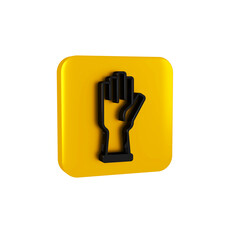 Poster - Black Protective gloves icon isolated on transparent background. Yellow square button.