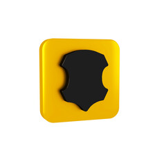 Wall Mural - Black Leather icon isolated on transparent background. Yellow square button.