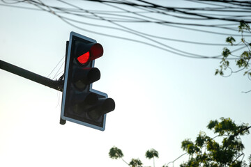 Traffic red light stop signal .