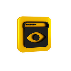 Poster - Black Personal information collection icon isolated on transparent background. Collection of personal data. Yellow square button.