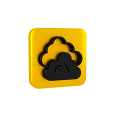 Poster - Black Cloud icon isolated on transparent background. Yellow square button.