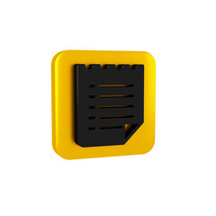 Wall Mural - Black Wish list template icon isolated on transparent background. Yellow square button.